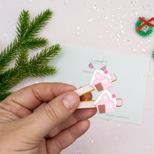 Load image into Gallery viewer, Pink Gingerbread House Bar Clip
