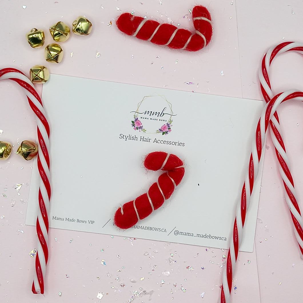 Wool Candy Cane Clip