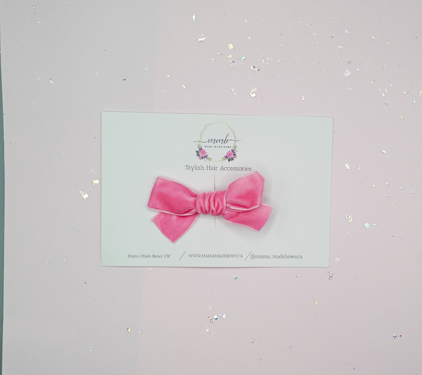 Bubblegum Pink Handtied Velvet Bow