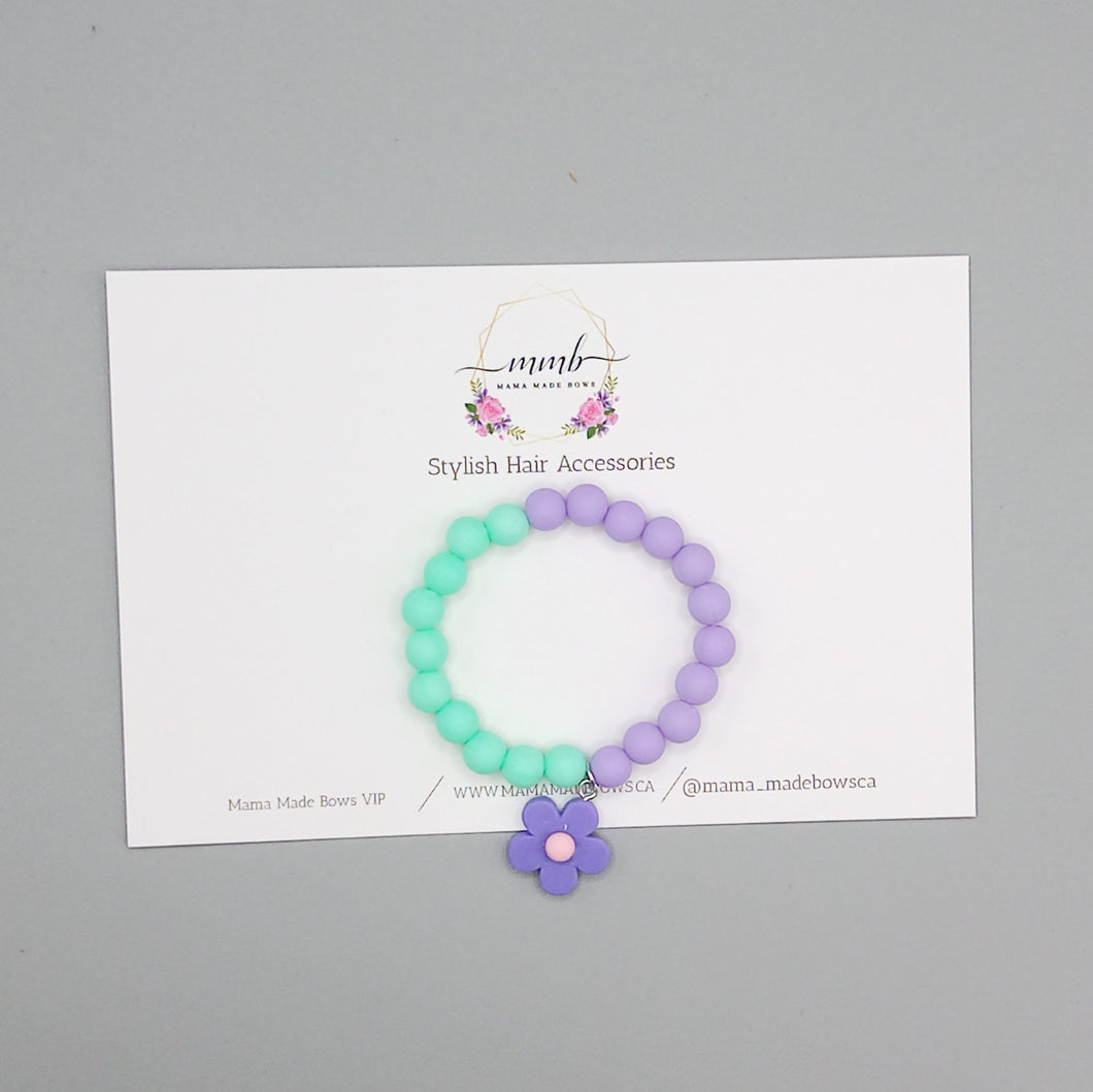 Purple Flower Charm Bracelet