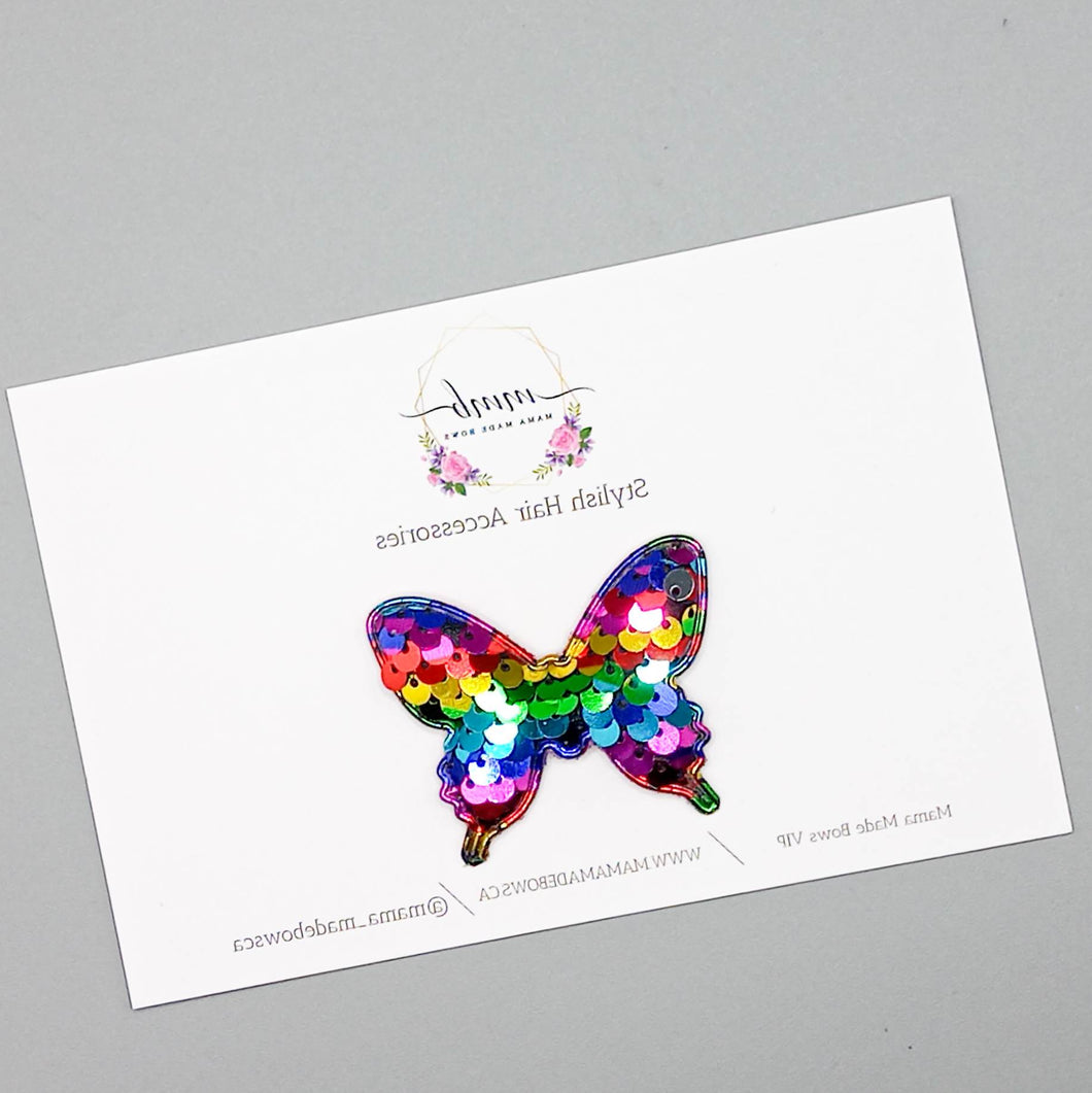 Rainbow Butterfly Sequin Clip
