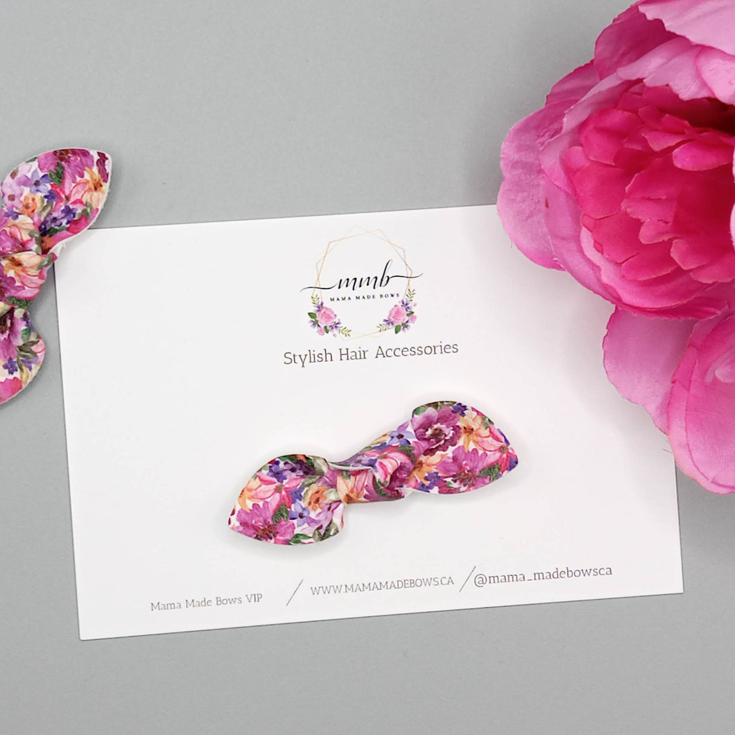Pink Floral Knotted Bow