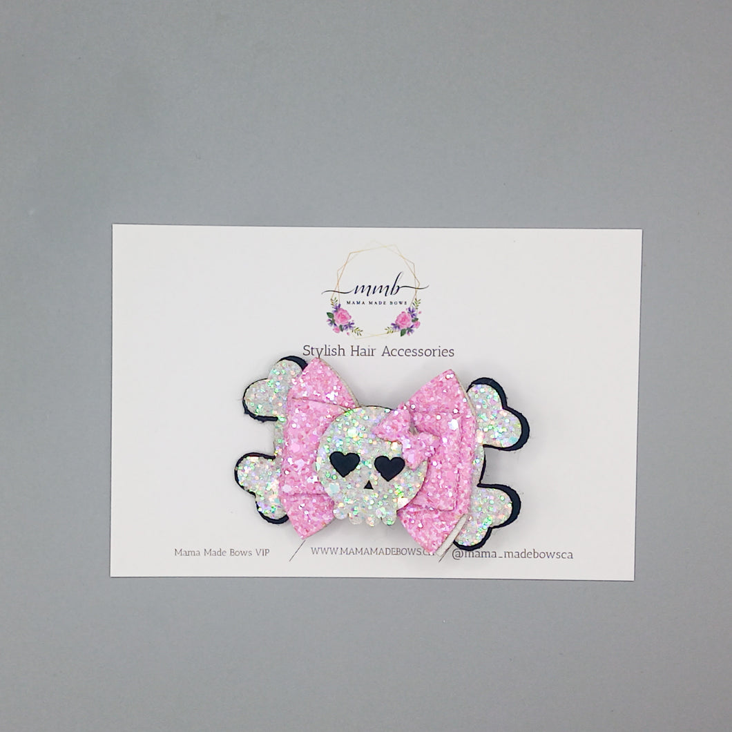Pink Skull Bow