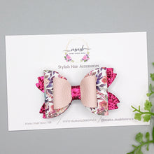 Load image into Gallery viewer, Deep Rose Floral Stacked Bow
