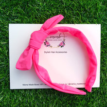 Load image into Gallery viewer, Neon Pink Swim Knotted Bow Headband
