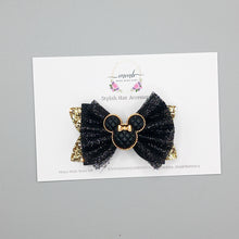 Load image into Gallery viewer, Black Tulle Mouse Ears Bow
