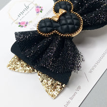 Load image into Gallery viewer, Black Tulle Mouse Ears Bow
