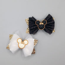 Load image into Gallery viewer, Black Tulle Mouse Ears Bow
