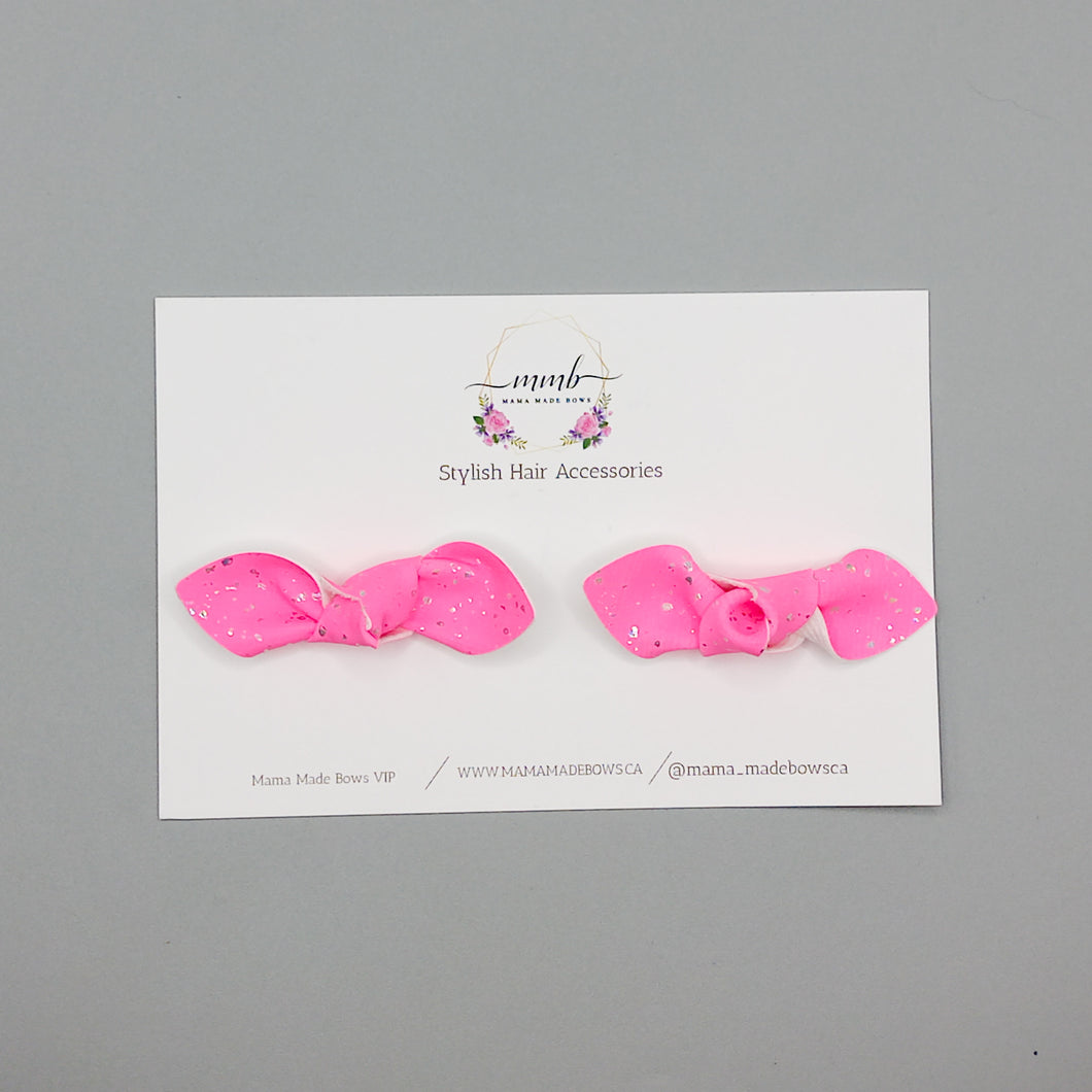 Hot Pink Knotted Bow Pigtails