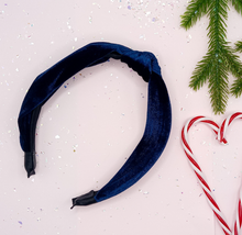 Load image into Gallery viewer, Navy Velvet Headband*must go tracked*
