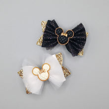 Load image into Gallery viewer, White Tulle Mouse Ears Bow
