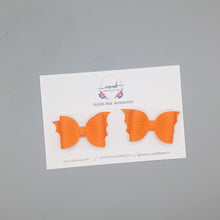 Load image into Gallery viewer, Itty Bitty Orange Bat Pigtails
