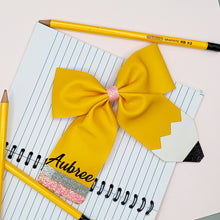 Load image into Gallery viewer, Leather Pencil Bow (with or without personalization)
