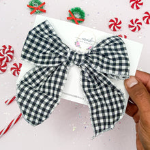 Load image into Gallery viewer, Black &amp; White Gingham Bow
