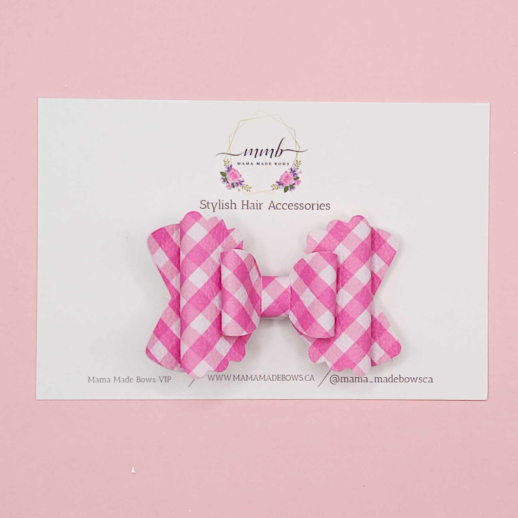 Pink Gingham Stacked Bow