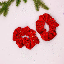 Load image into Gallery viewer, Red Velvet Scrunchie with Gold Detail
