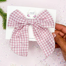 Load image into Gallery viewer, Pink Gingham School Girl Bow
