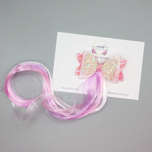 Load image into Gallery viewer, Glitter Bow with Unicorn Hair Extension
