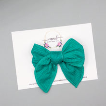 Load image into Gallery viewer, Teal Ribbed Knit Bow
