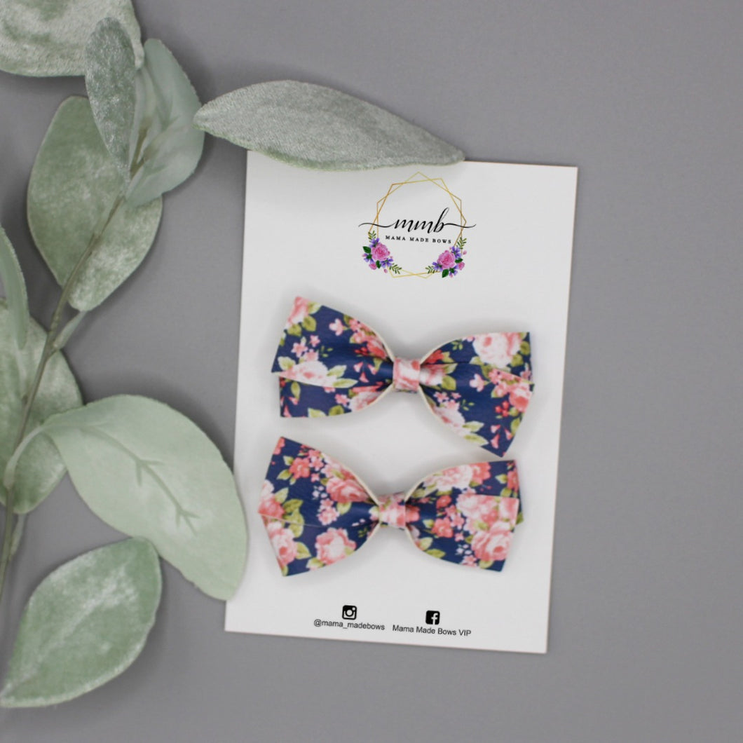 Navy floral Addy Bow