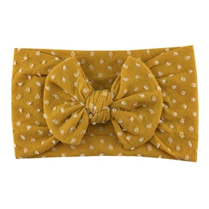 Yellow/Gold Polkadot Knotted Headwrap